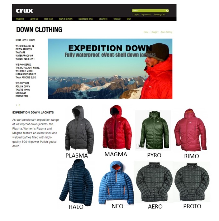 CRUX Neo Top down ダウン down jacket  XS